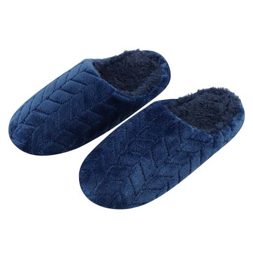 Snoozie Women Navy Chevron Scuff Slipper
