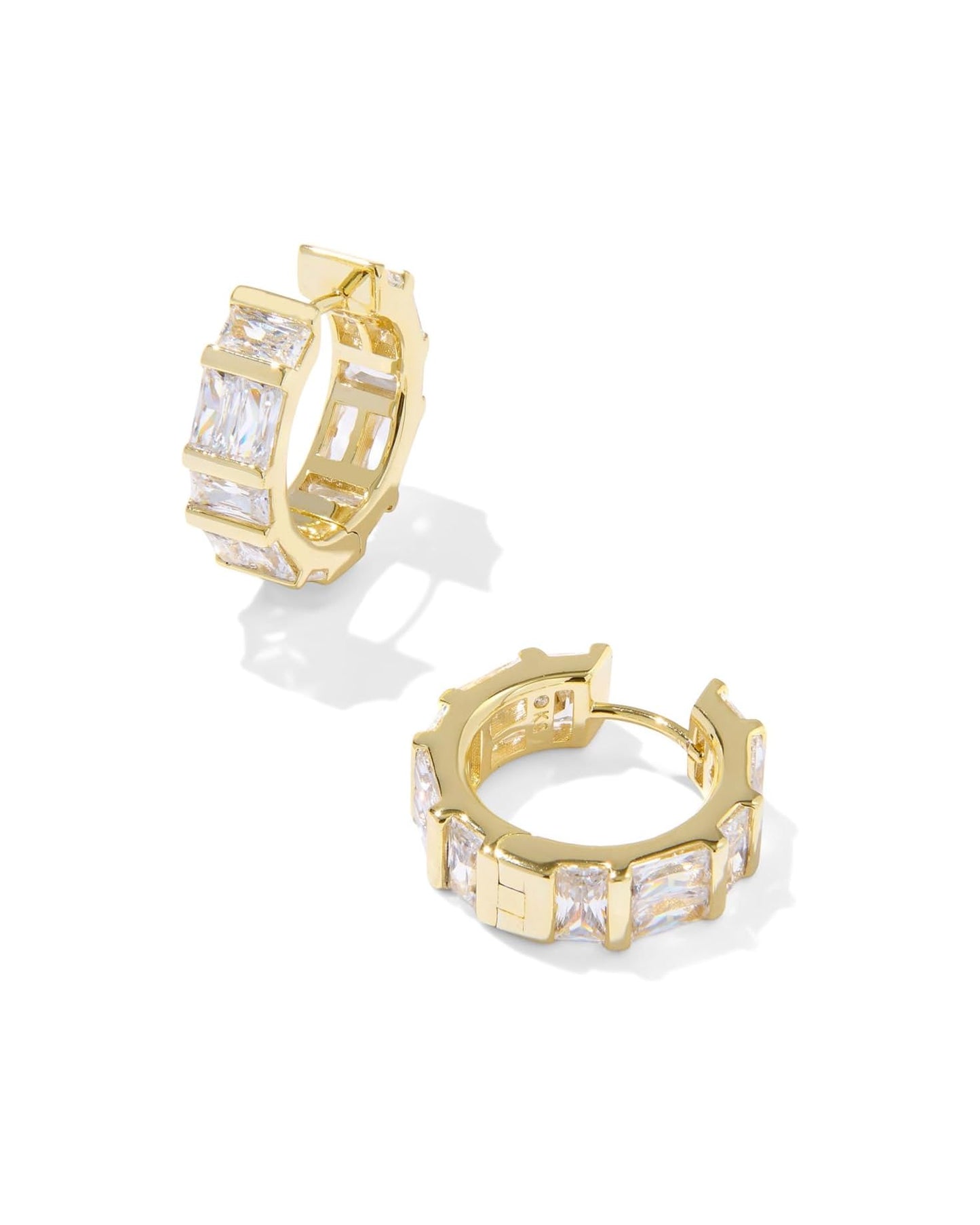 Jamie Huggie Earrings in Gold White CZ