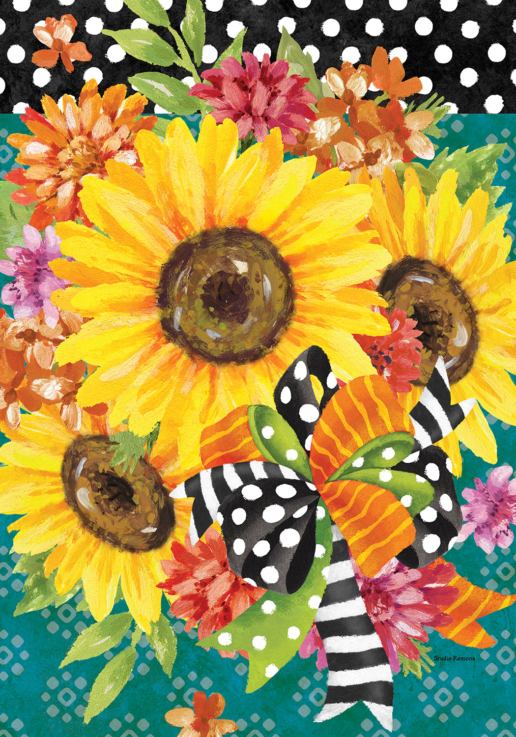 Sunflowers and Ribbons Flag