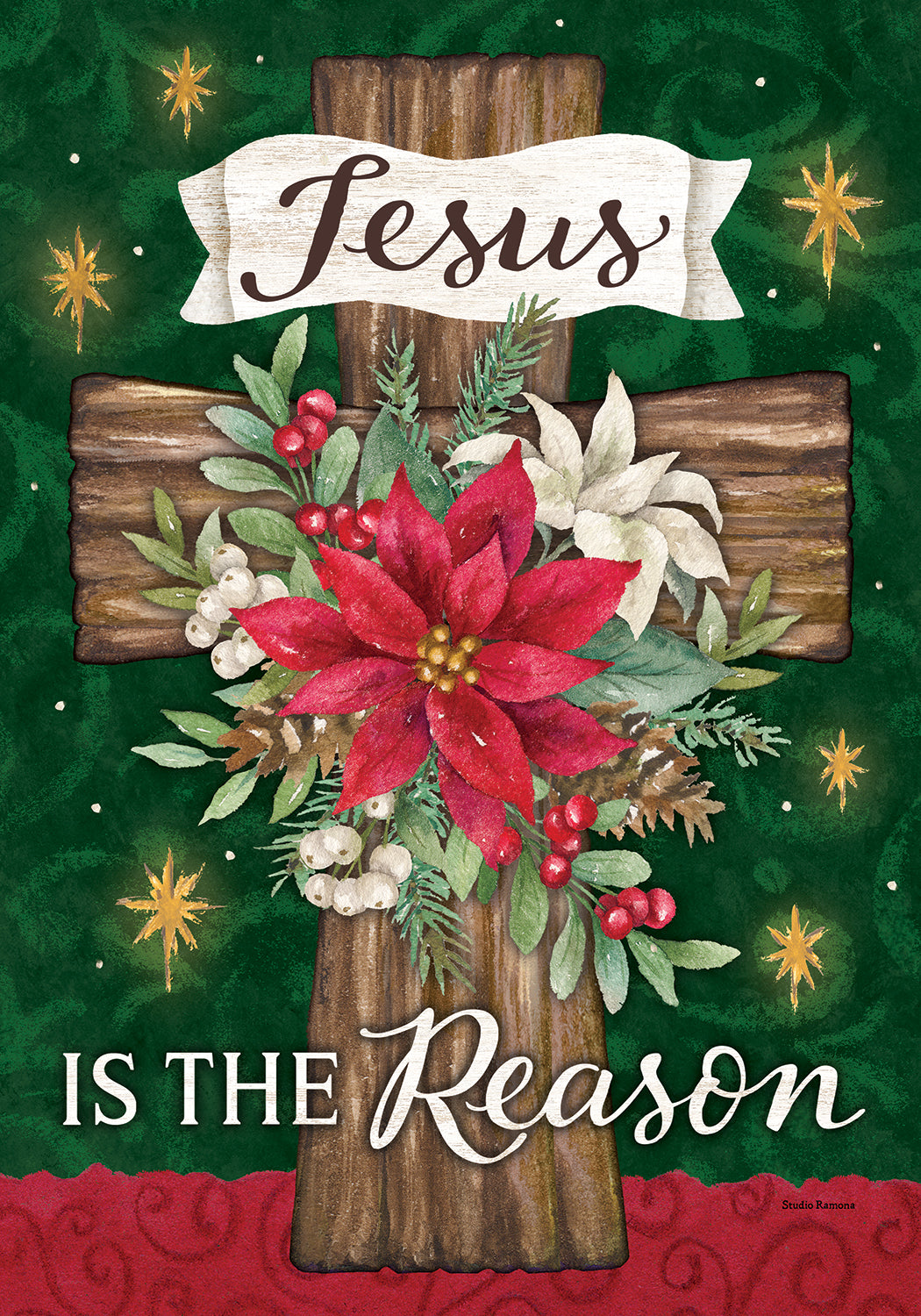 Poinsettia Cross Flag