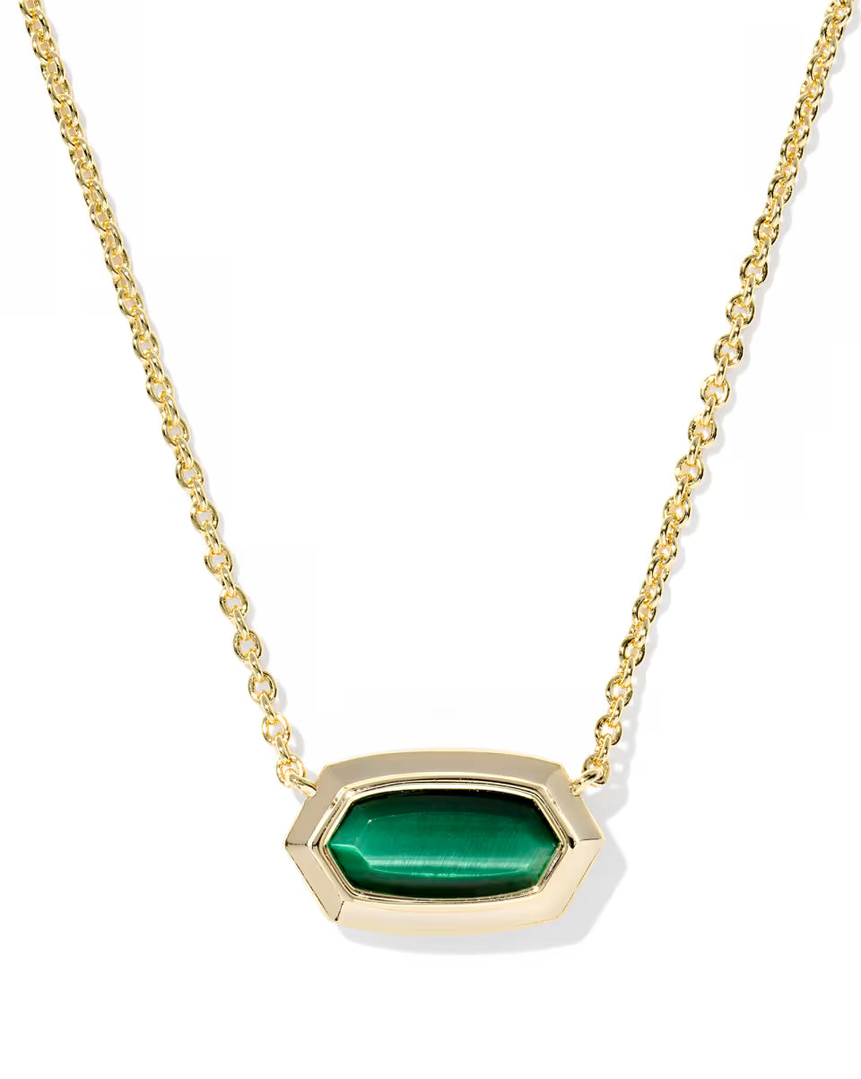 Elisa Bezel Gold Short Pendant Necklace