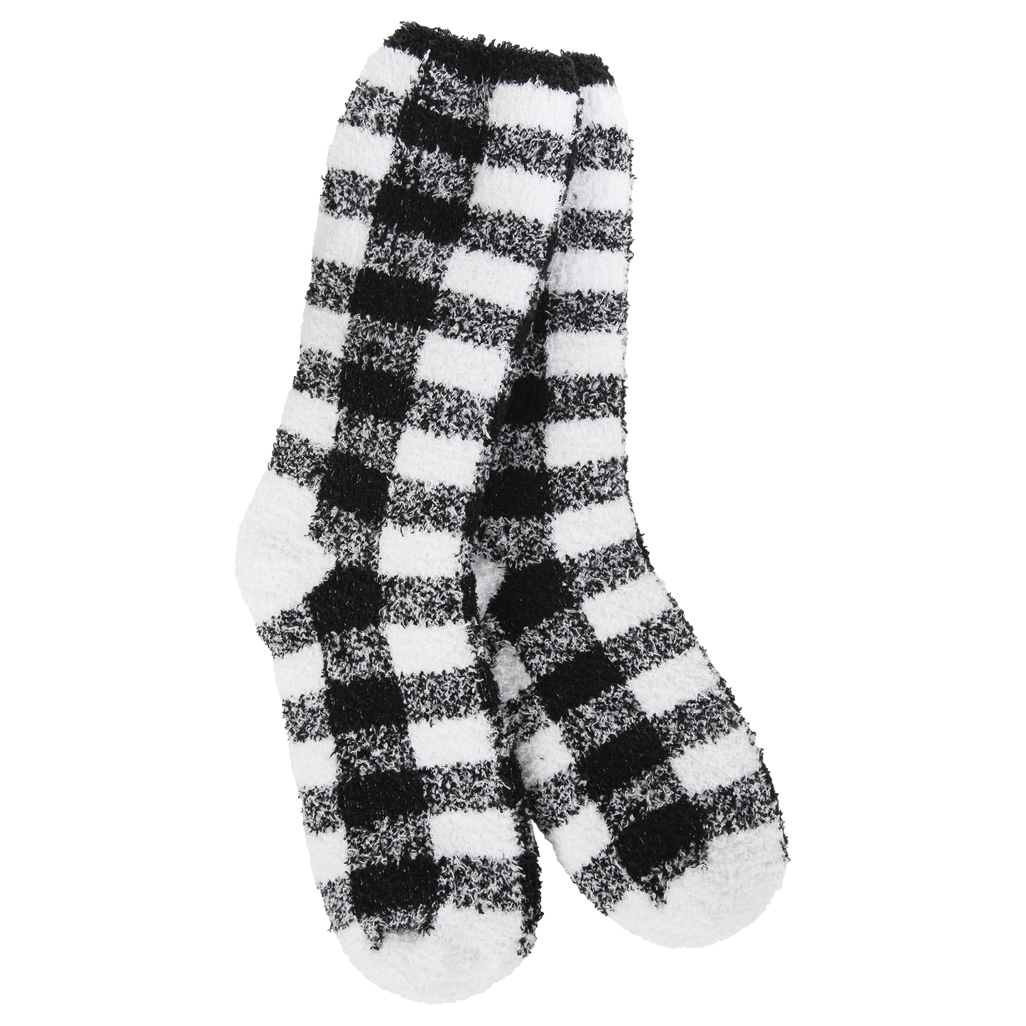 Fireside Cozy Plaid Crew Black and White