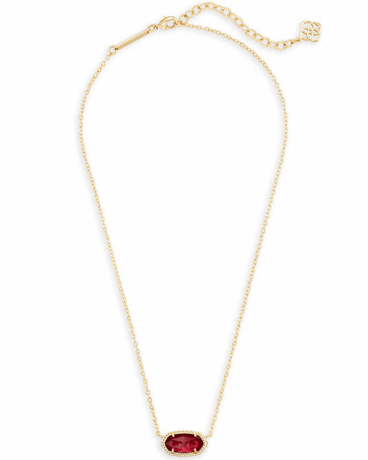 Elisa Gold Pendant Necklace in Berry Glass