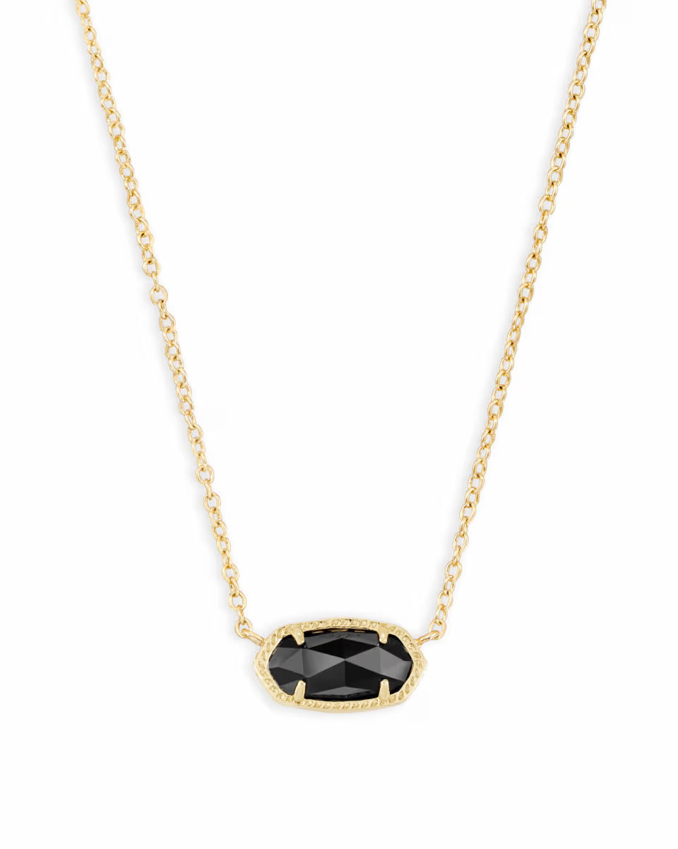 Elisa Gold Pendant Necklace in Black Opaque Glass