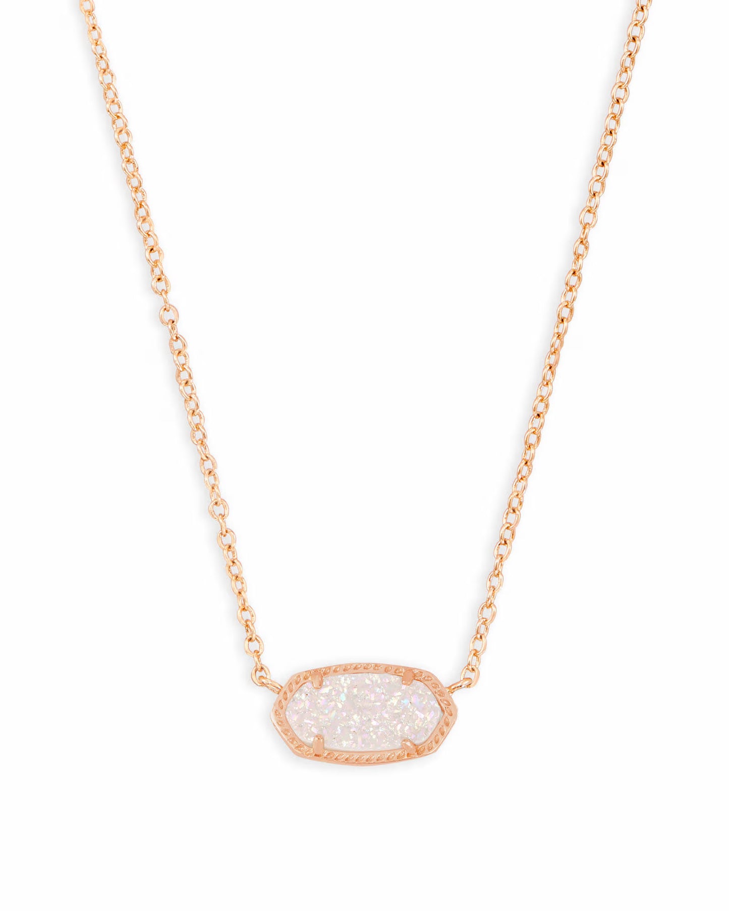 Elisa Rose Gold Pendant Necklace in Iridescent Drusy