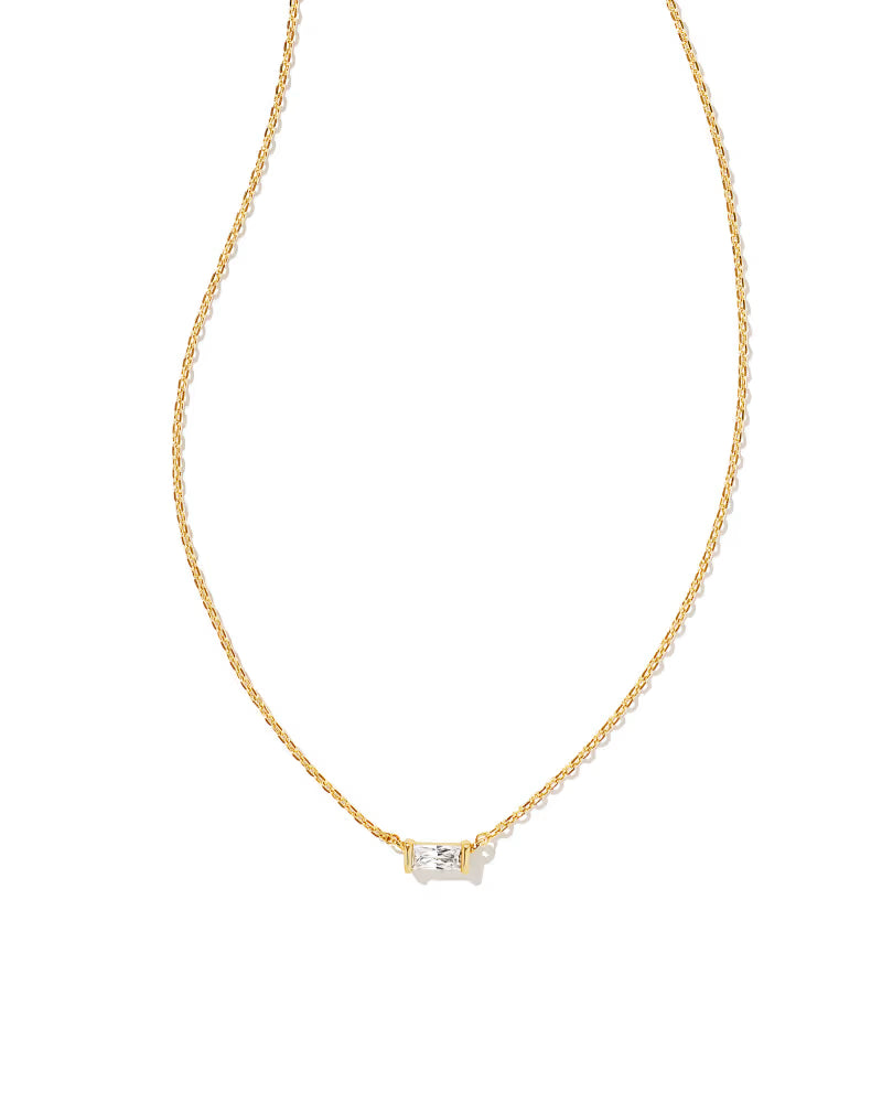 Juliette Gold Pendant Necklace in White CZ