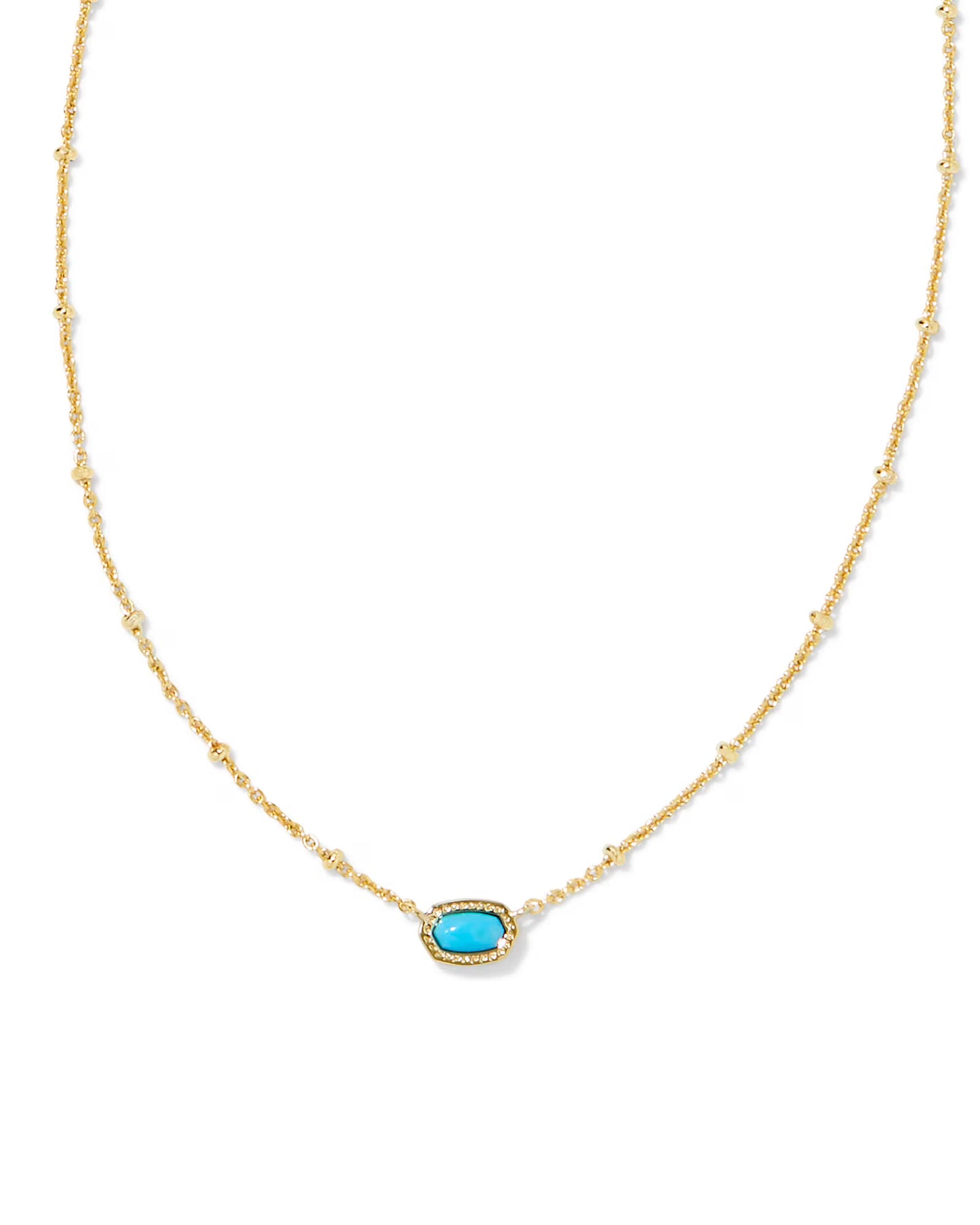 Mini Elisa Gold Satellite Short Pendant Necklace in Variegated Turquoise Magnesite