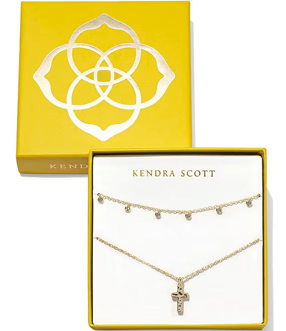 Ameila Cross Necklace Gift set - Gold White Crystal