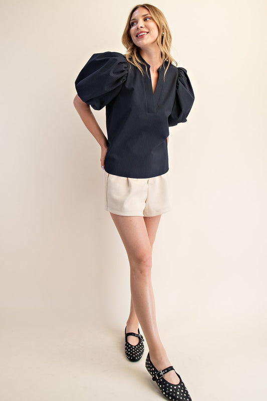 V-Neck Puff-Sleeve Top