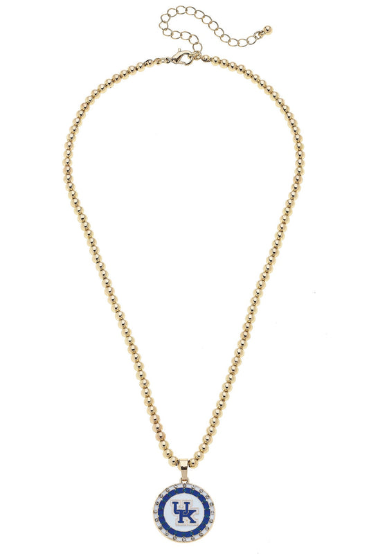 Kentucky Wildcats Pave Disc Necklace in Shiny Gold