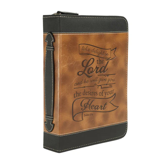 Divine Details: Bible Cover Brown and black- Take Delight in the Lord- Psalm 37: 4