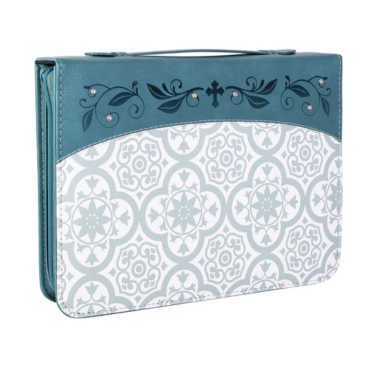 Divine Details: Bible Cover - Teal Tile W/Gem