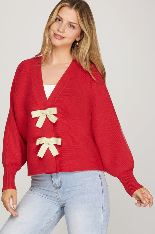 Red Bow Cardigan
