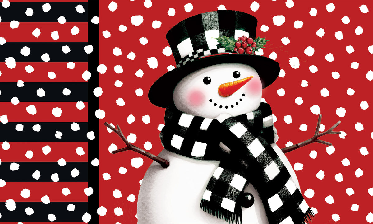 Floor Mat- Checkered Snowman