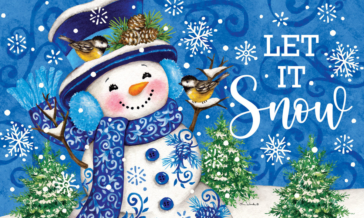 Floor Mat-Chinoiserie Snowman