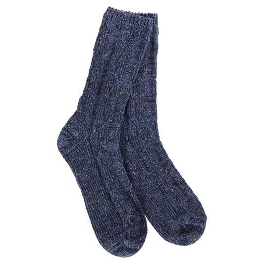 Ragg Cable Crew OS Denim Confetti