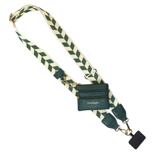 Save the Girls Clip and Go Green and Cream Chevron