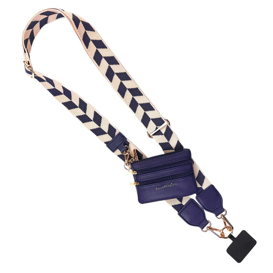 Save the Girls Clip and Go Crossbody Navy and Cream Chevron