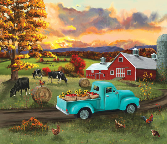Fall Sunset at the Barn 550 Piece Jigsaw Puzzle