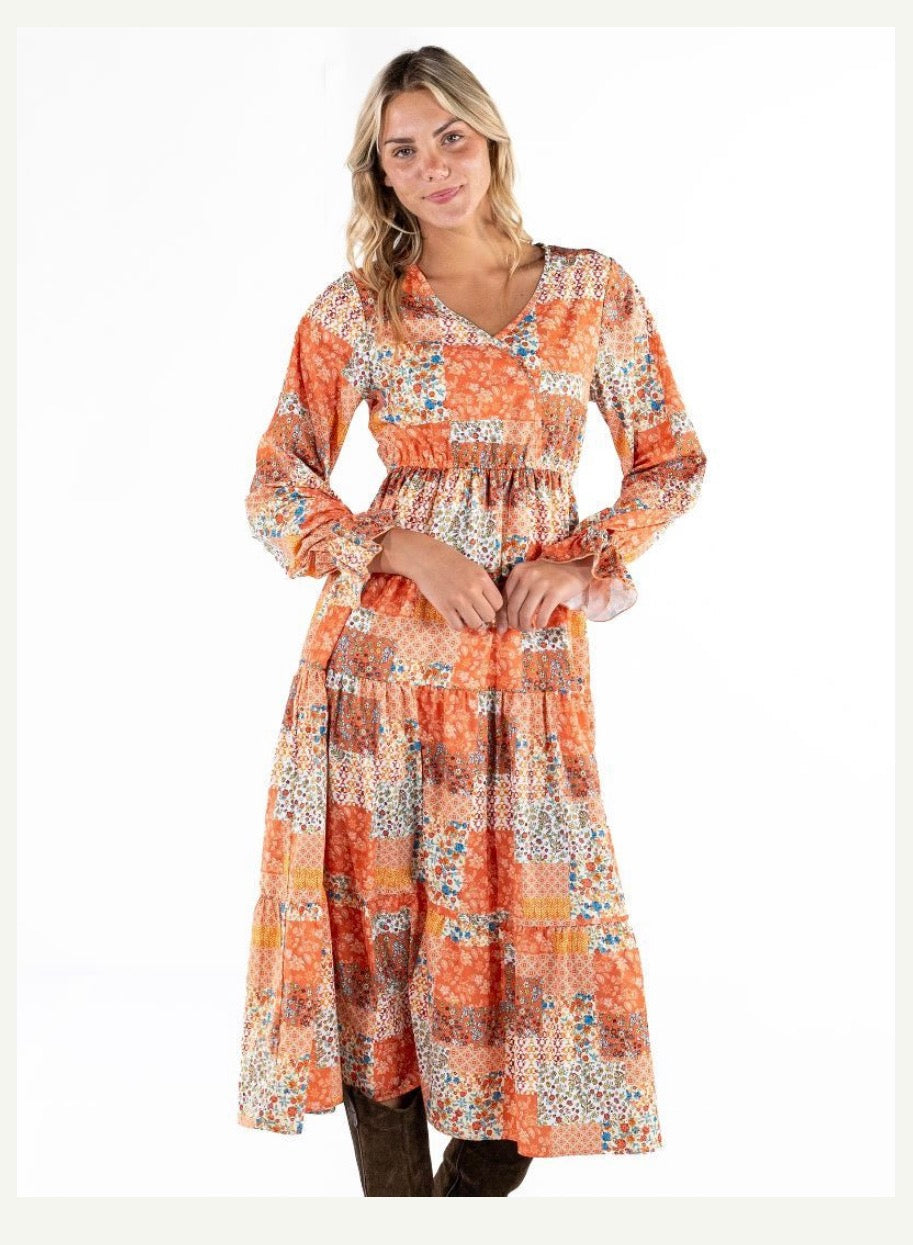 SS Orange Pattern Dress