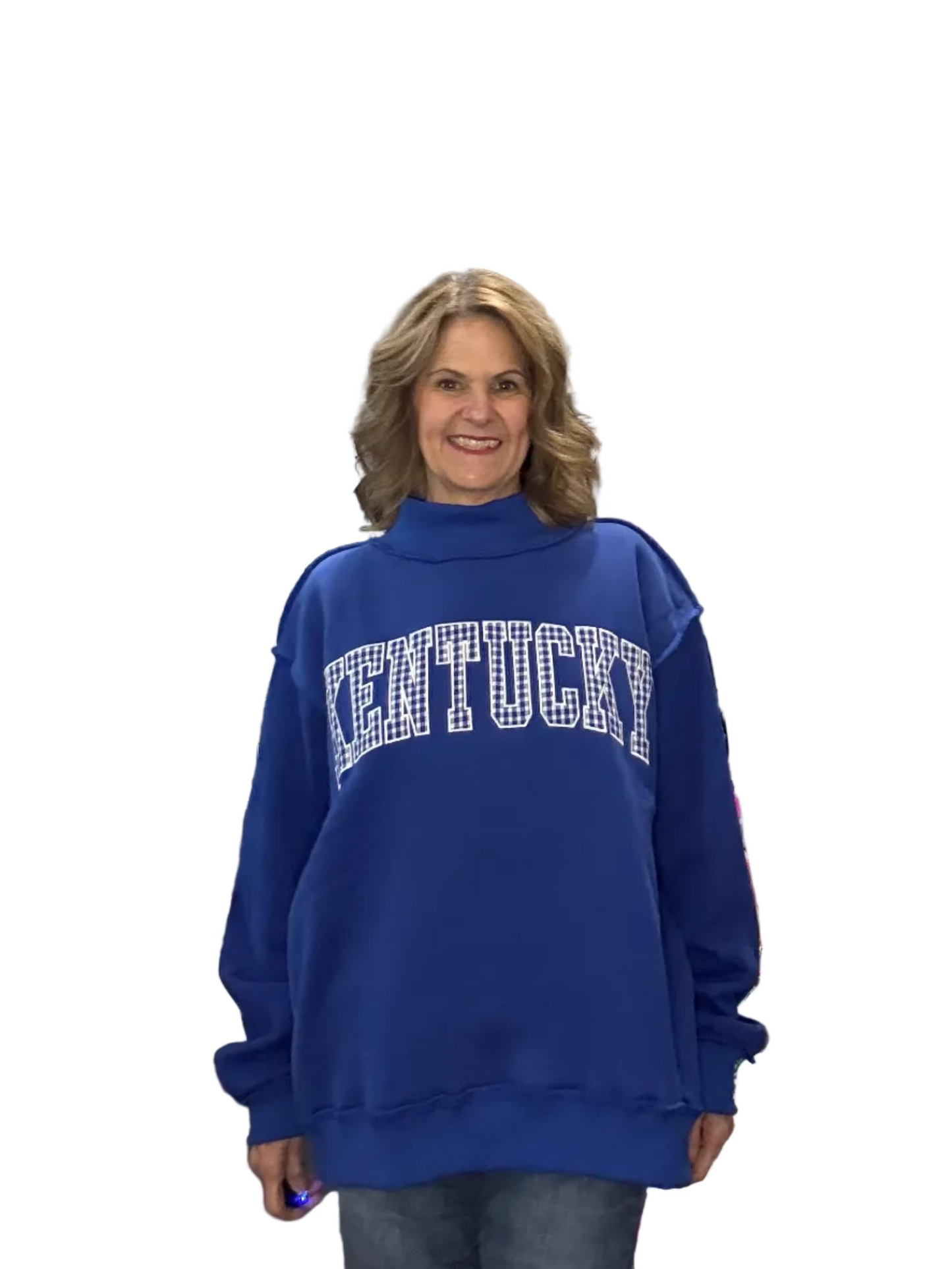 Kentucky Mock neck Gingham Sweatshirt