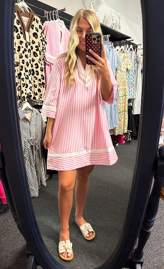 Pink Seaside Stripe Dress 🌸