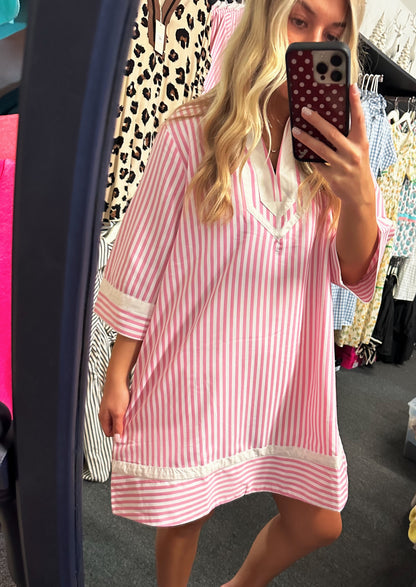 Pink Seaside Stripe Dress 🌸