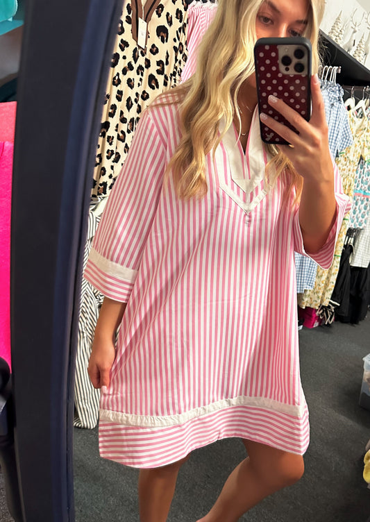 Pink Seaside Stripe Dress 🌸