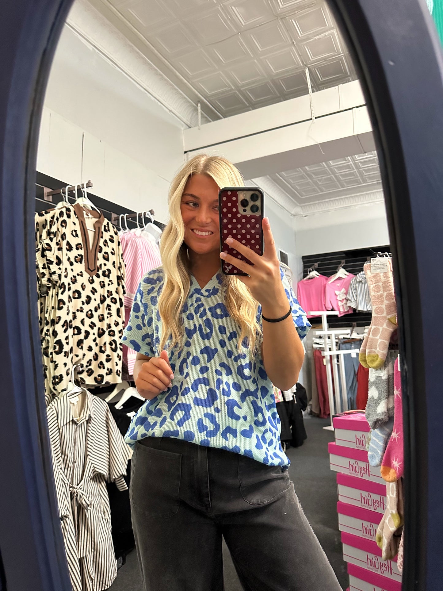 Blue Belle Leopard Knit Top
