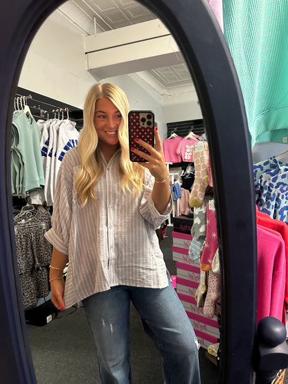 Heather Gray Button Up