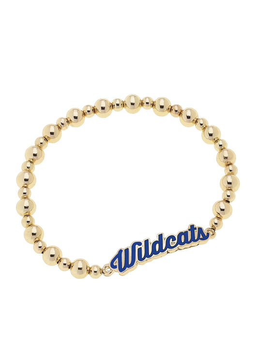 Kentucky Wildcats Autograph Enamel Stretch Bracelet in Shiny Gold