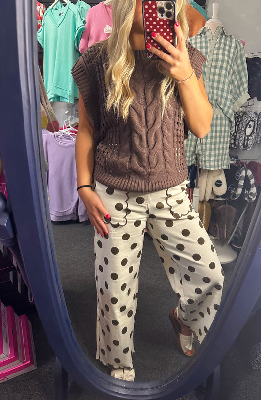 Scalloped Polka Dot Pants