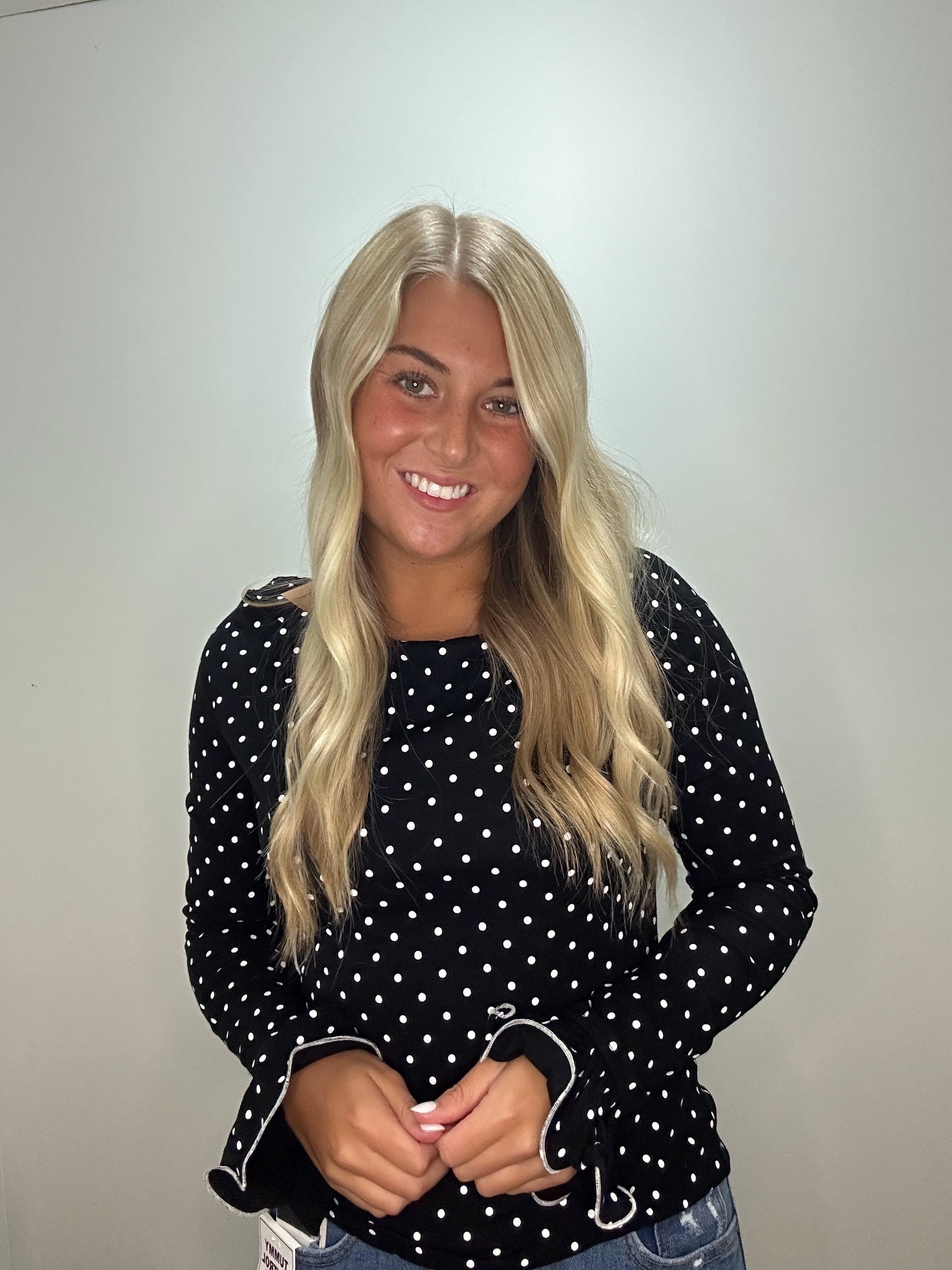 Ruffle Dot Top- Black