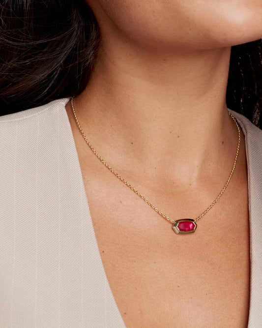 Elisa Bezel Gold Short Pendant Necklace