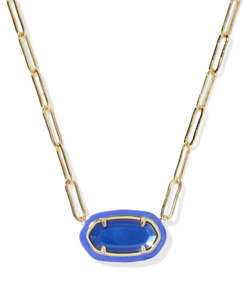 Elisa Enamel Frame Gold Paperclip Necklace