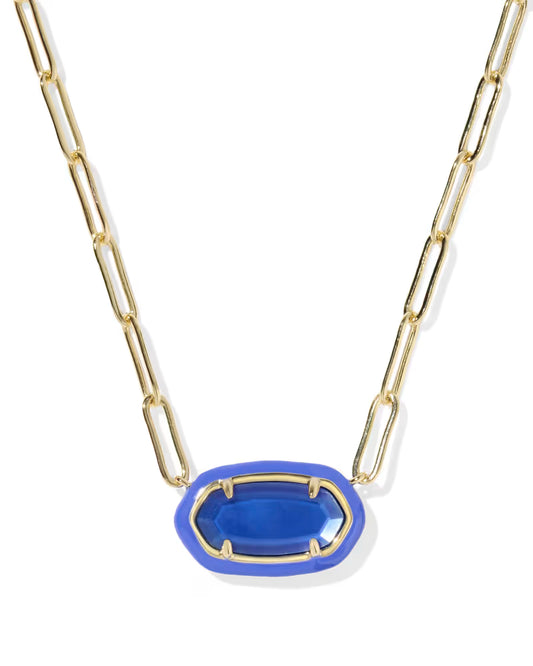 Elisa Enamel Frame Gold Paperclip Necklace