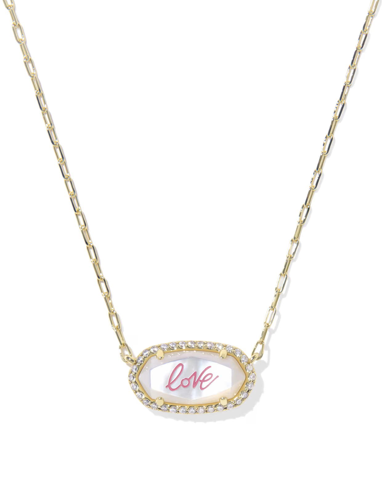 Elisa Pave Frame Gold Short Pendant Necklace