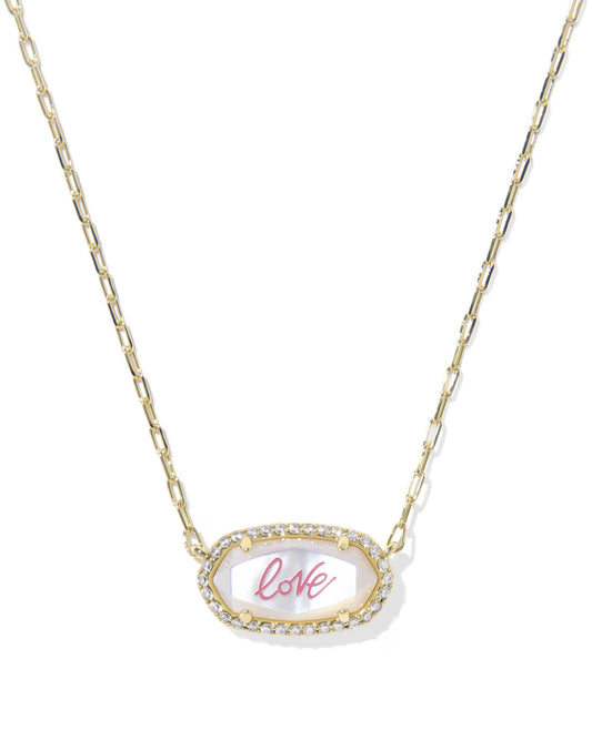 Elisa Pave Frame Gold Short Pendant Necklace