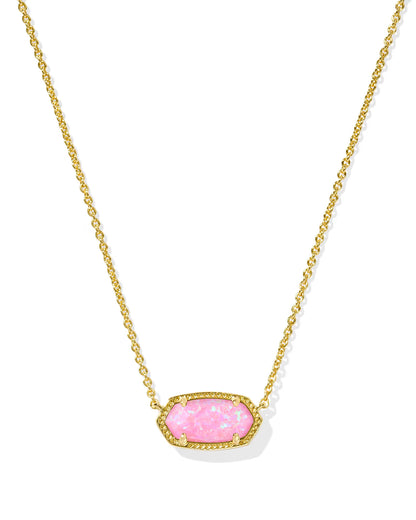 Elisa Gold Short Pendant Necklace Carnation Lab Grown Opal