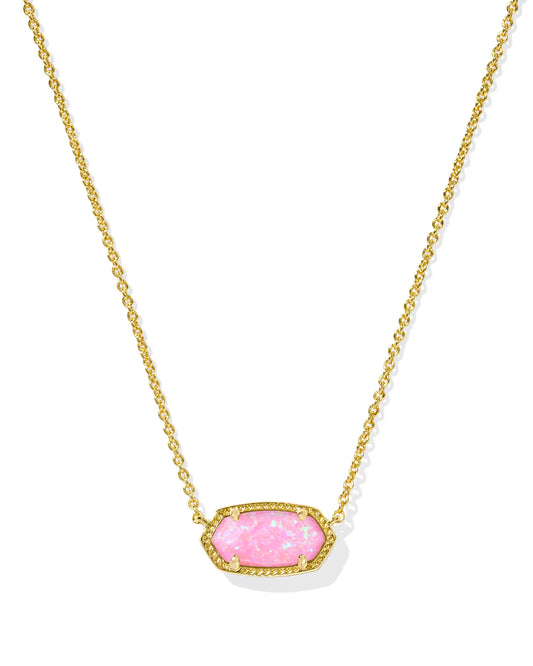 Elisa Gold Short Pendant Necklace Carnation Lab Grown Opal