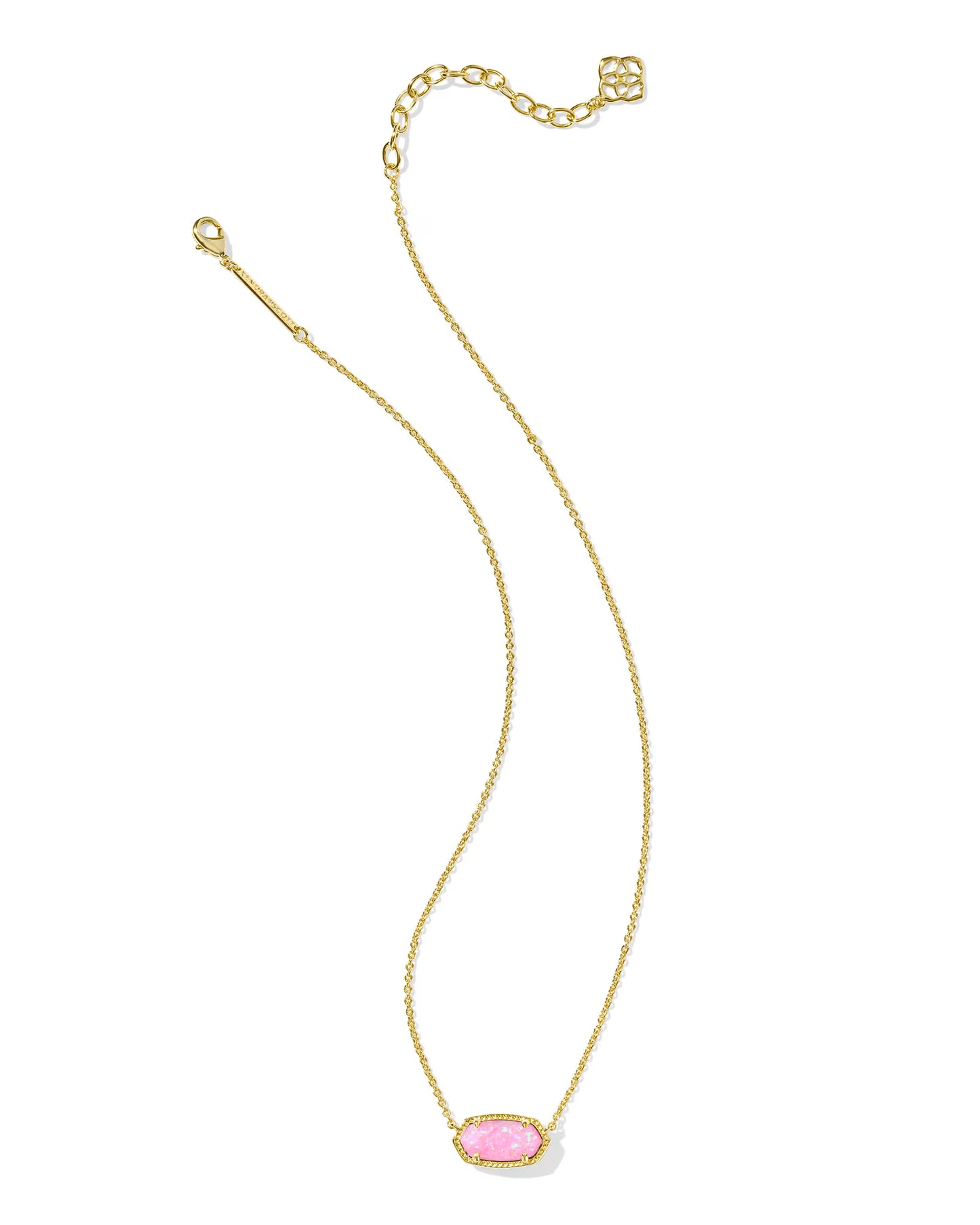 Elisa Gold Short Pendant Necklace Carnation Lab Grown Opal