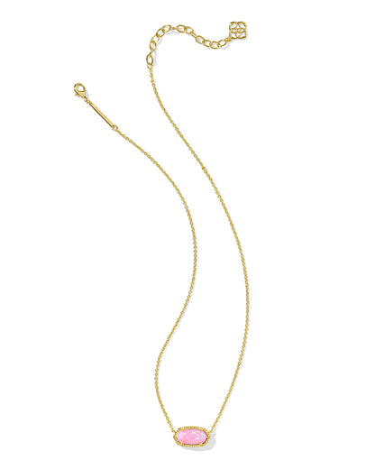 Elisa Gold Short Pendant Necklace Carnation Lab Grown Opal