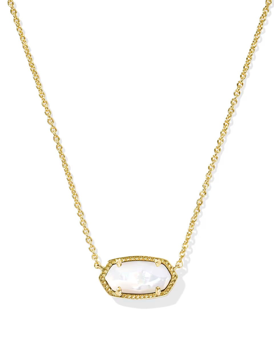 Elisa Gold Pendant Necklace in Ivory Mother-of-Pearl