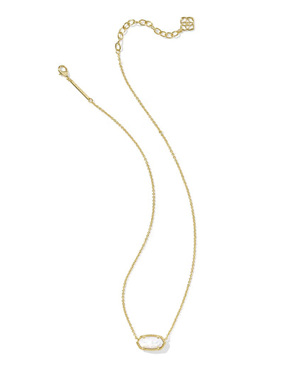 Elisa Gold Pendant Necklace in Ivory Mother-of-Pearl