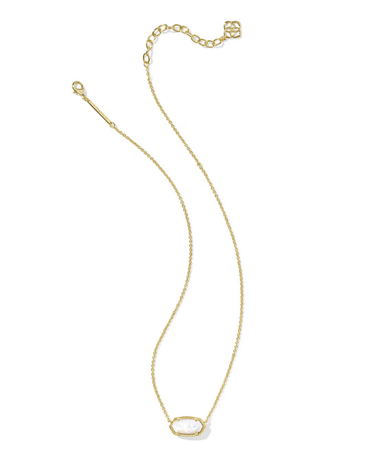 Elisa Gold Pendant Necklace in Ivory Mother-of-Pearl