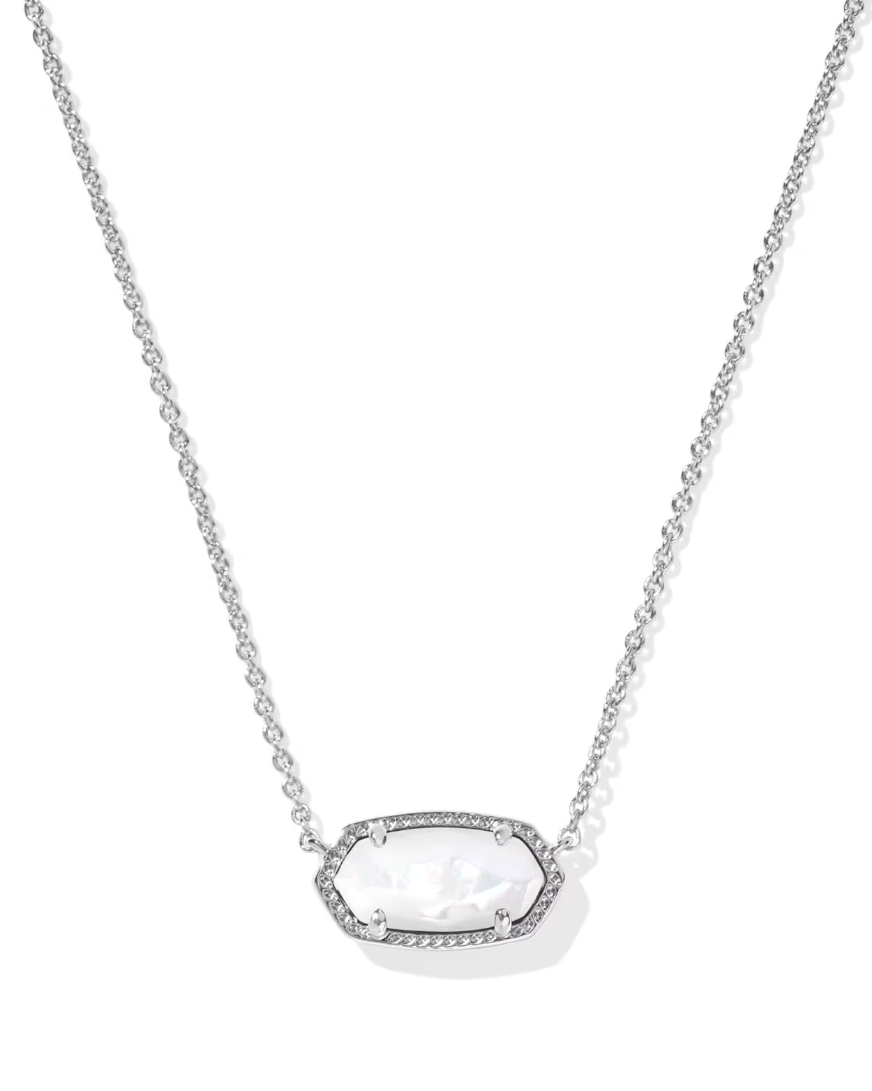Elisa Silver Pendant Necklace in Ivory Mother-of-Pearl