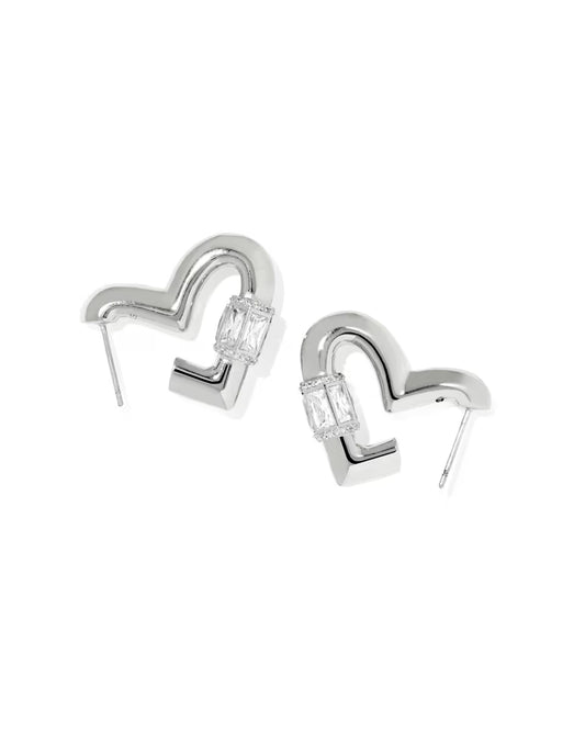 Emery Heart Silver Hoop Earrings