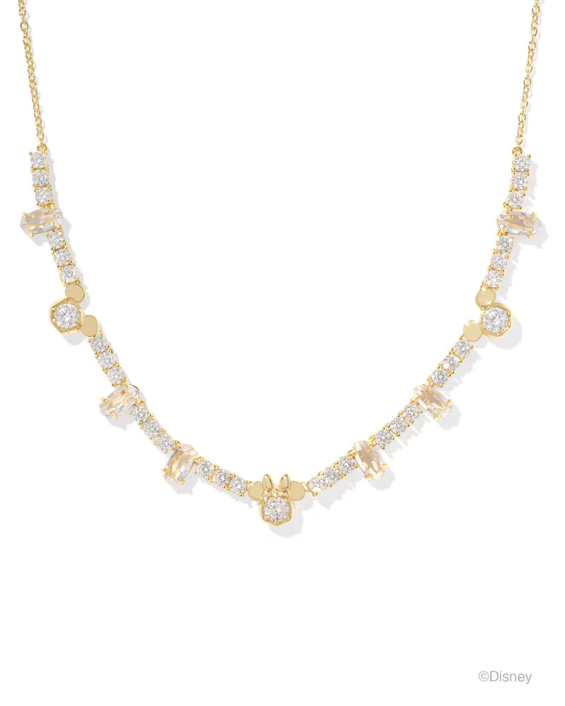 Disney | Kendra Scott Gold Mickey Mouse and Minnie Mouse Charm Necklace in Iridescent Drusy