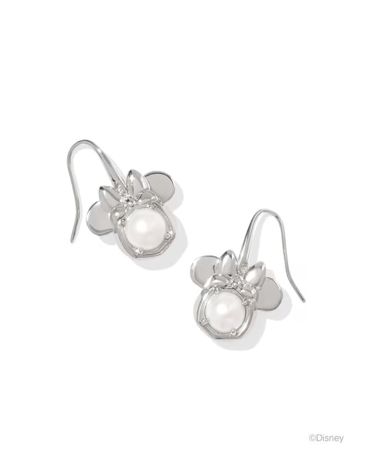 Disney | Kendra Scott Silver Minnie Mouse Drop Earrings in Fresh Water Cultured Pearl