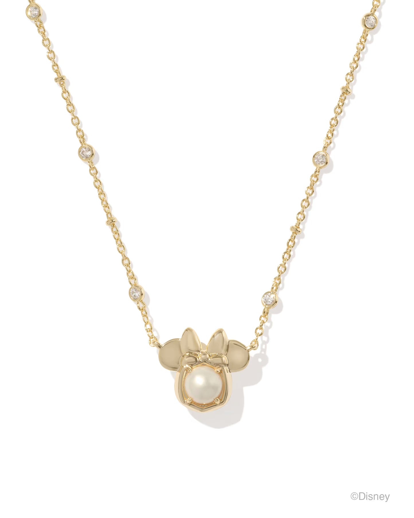 Disney | Kendra Scott Gold Minnie Mouse Short Pendant in Freshwater Cultured Pearl